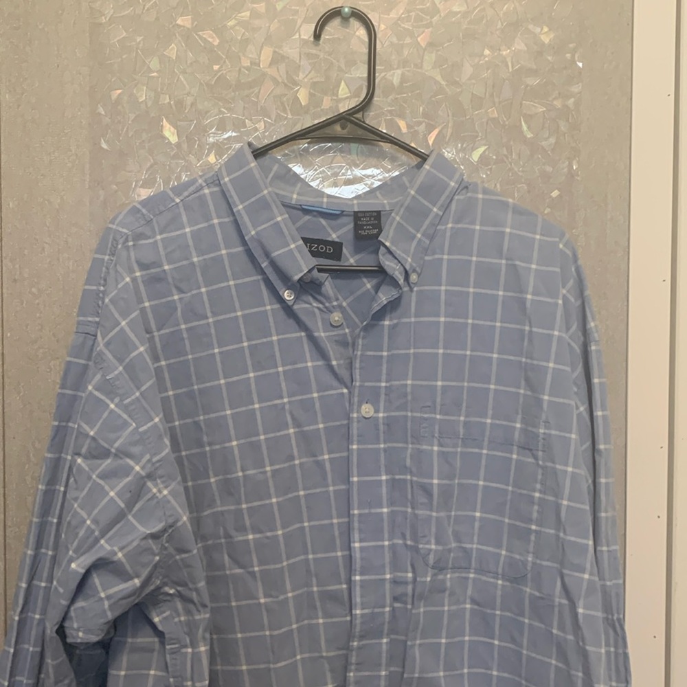 Izod long sleeve plaid men’s button down shirt Size xxl